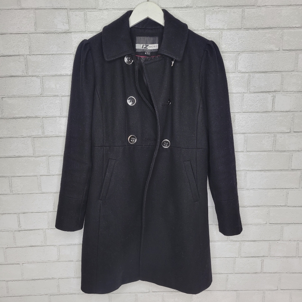 Liz Claiborne Sport Classic Black Wool Pea Coat